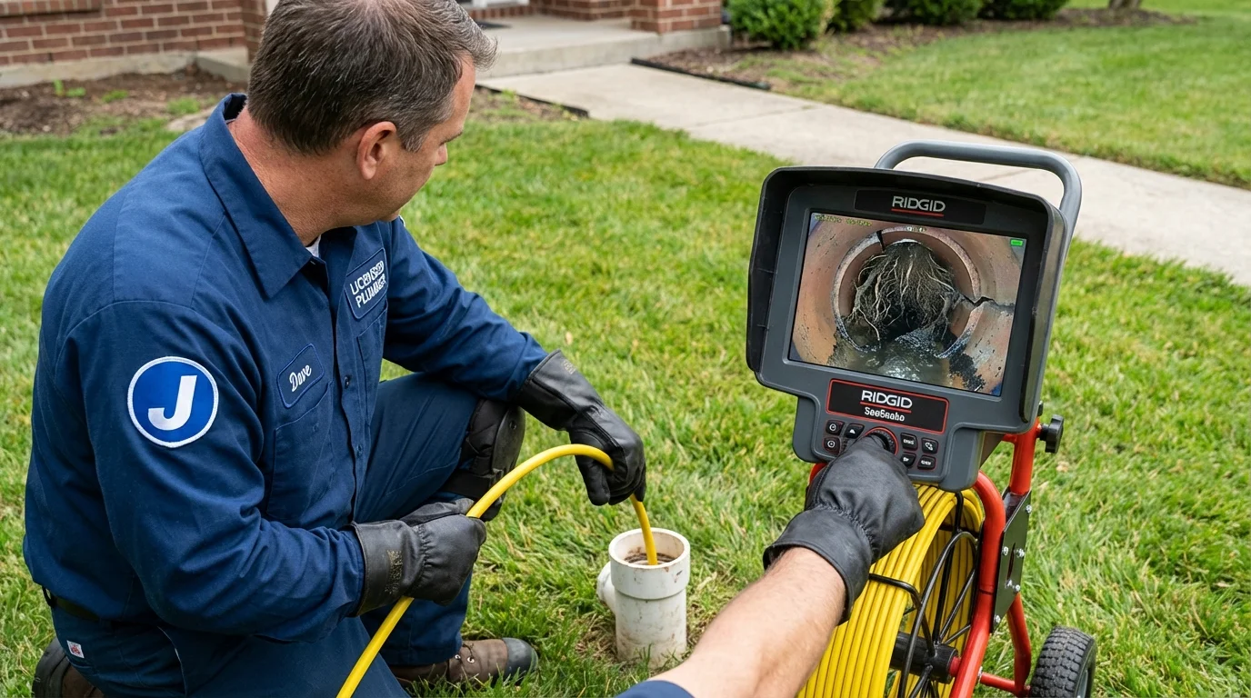 Sewer camera inspection being performed by Johns Plumbing LLC in Joplin